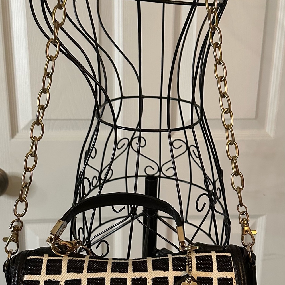 Chic Black and White Checkered Coach Bag NWOT - Picture 2 of 14